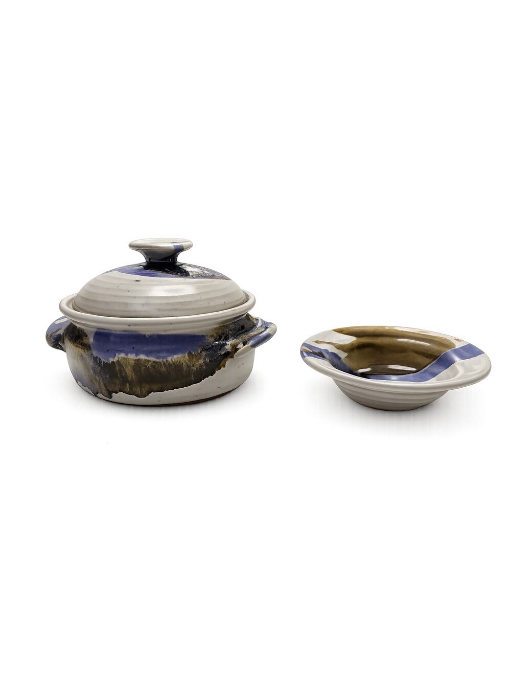 Vintage Handcrafted Pottery Casserole Dish with Matching Bowl - Studio Ceramics
